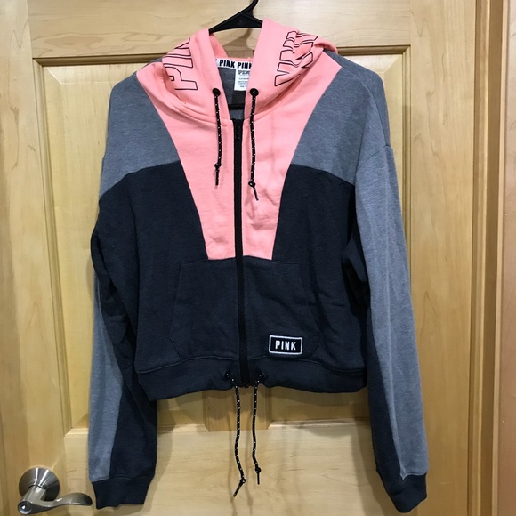 color block crop hoodie